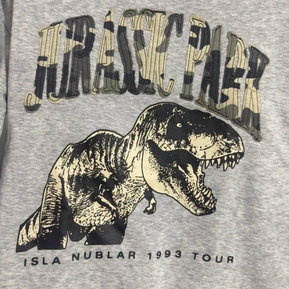 Jurassic Park Kids Gray‎ T-Rex 1993 Tour Graphic Sweatshirt Size L 10/12